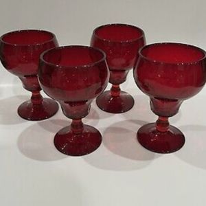 1930s Fenton Georgian Ruby Agua Caliente Champagne or Dessert goblets